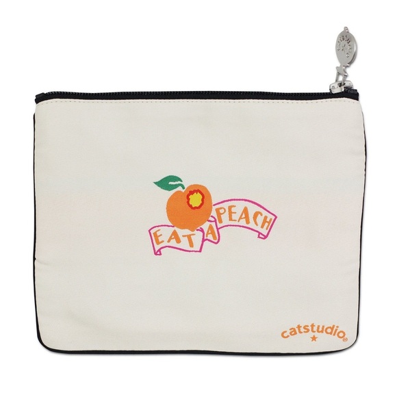 NEW Catstudio Georgia “Eat a Peach” Woven Zip Pouch 5x7 Atlanta Okefenokee - Picture 10 of 11